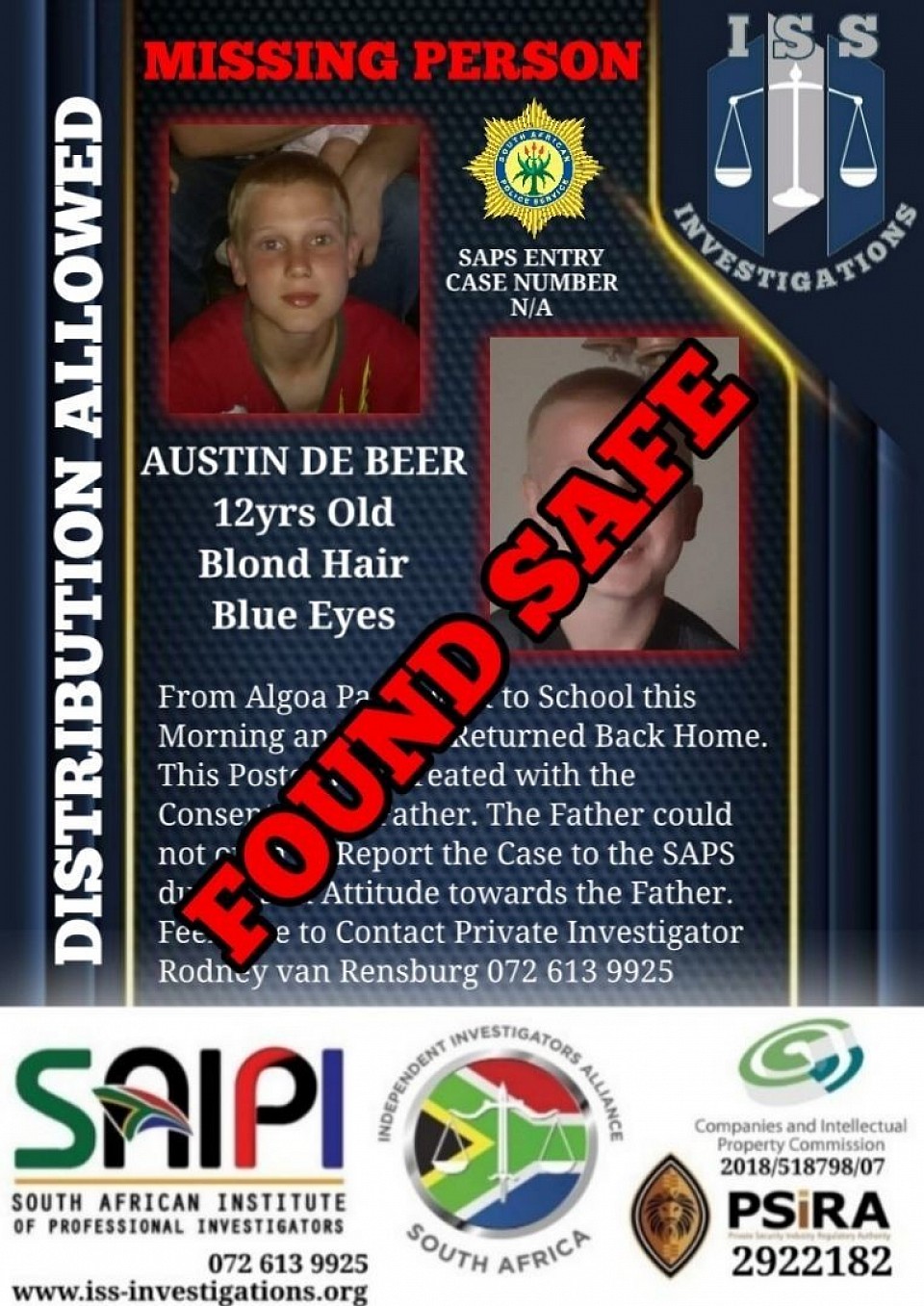FOUND SAFE