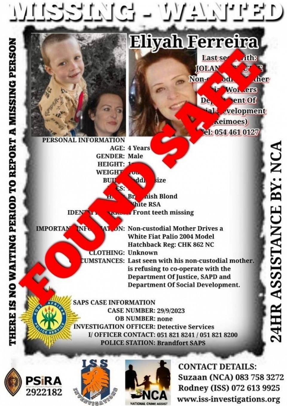 FOUND SAFE