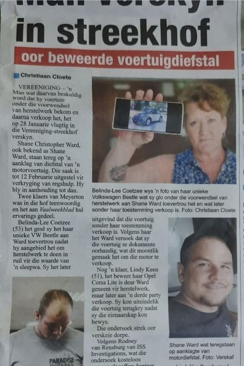Thank you to Rodney van Rensburg this person has been sentenced.