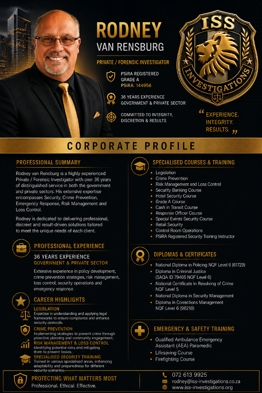 Private Investigator Rodney van Rensburg