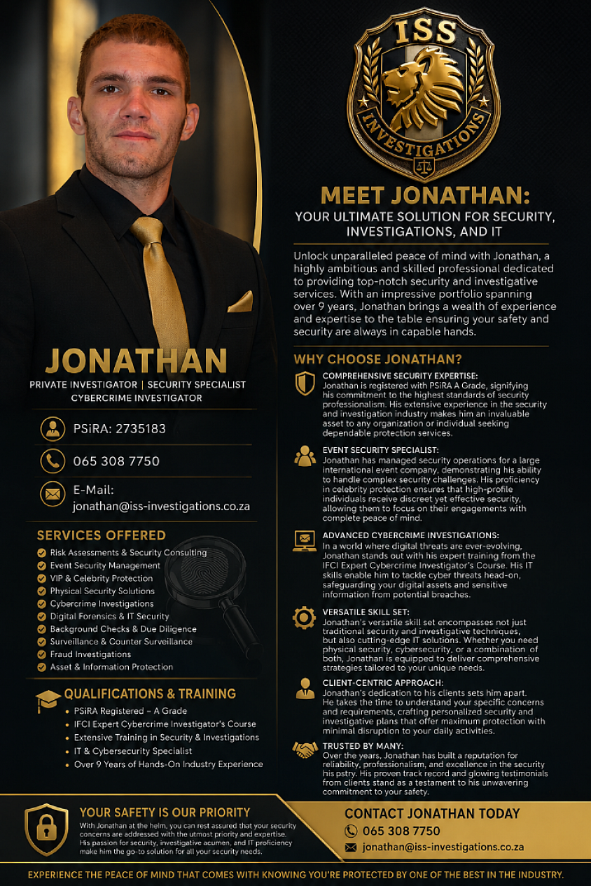 Private Investigator Jonathan van Rensburg